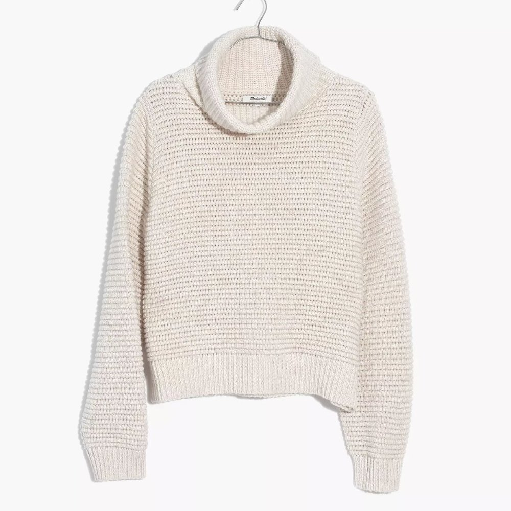 Madewell Side Button Wool Cotton Turtleneck K5807 Sweater Oatmeal XS H10285 - Picture 11 of 12